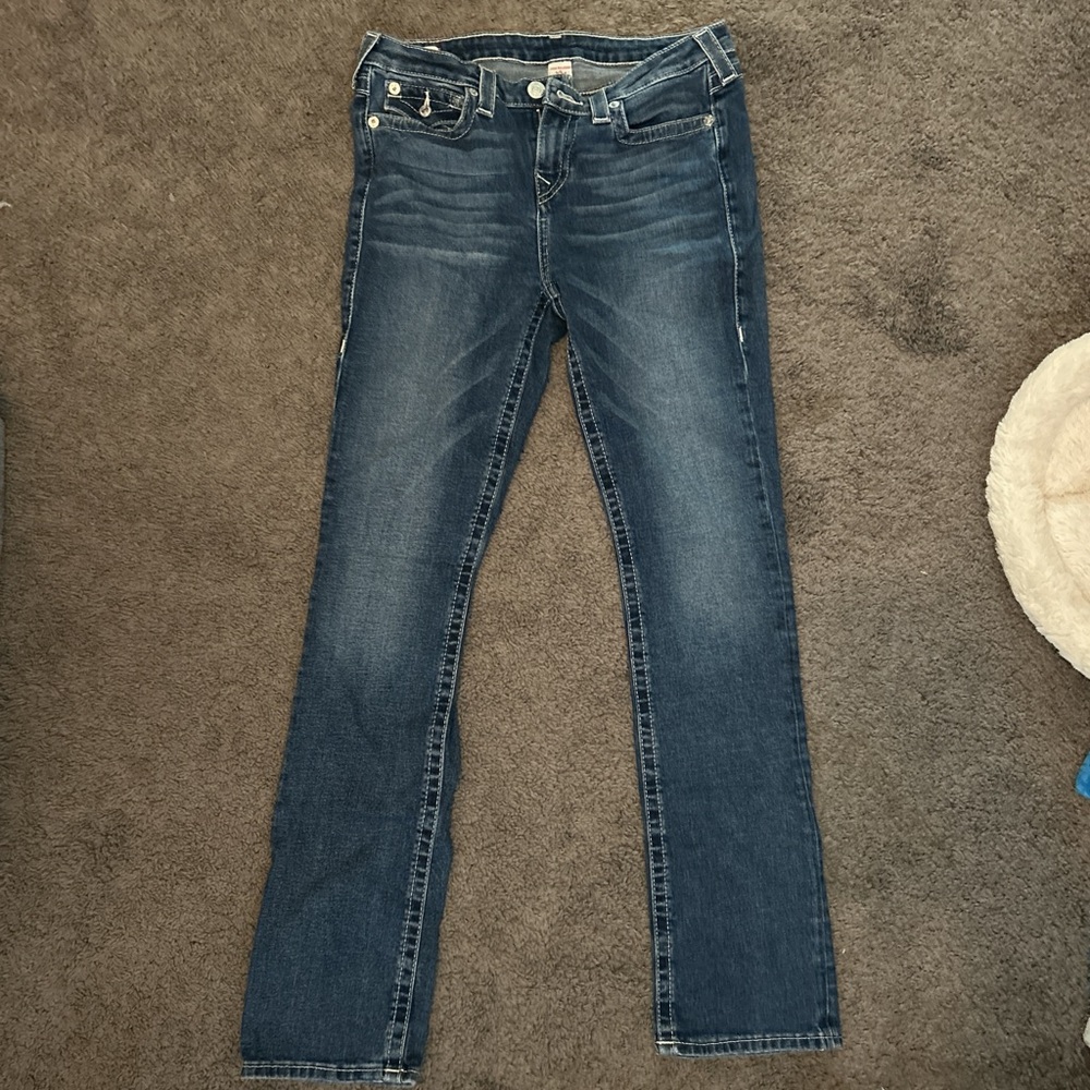 True Religion billie mid rise straight blue jeans 31 waist